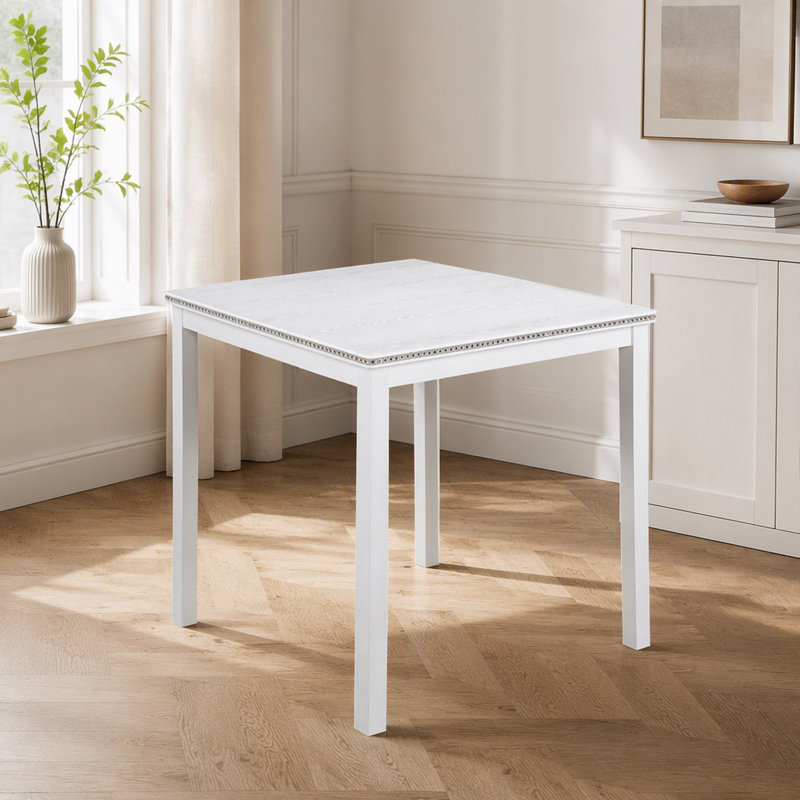 Ensemble de table 5 pièces à hauteur de comptoir, ensemble de table de cuisine en bois avec table carrée et 4 chaises rembourrées, table de salle à manger à hauteur de comptoir avec décoration en cristal et ensemble de chaises pour la cuisine, la salle à manger