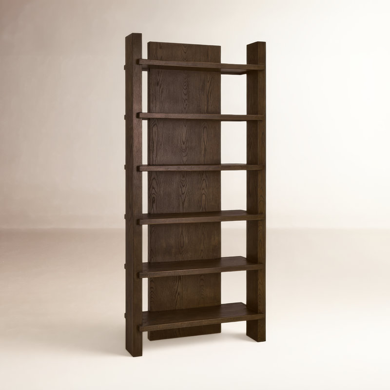 Doku Solid Wood Bookcase, Coffee Brown