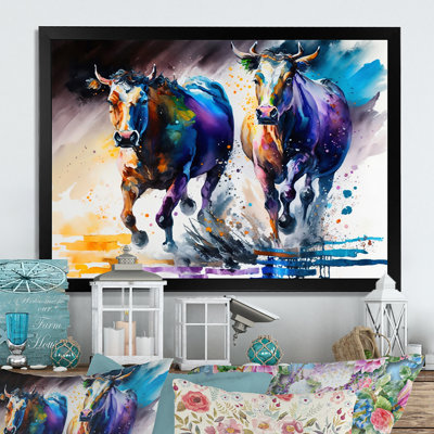 «Cows Runing I», reproduction sur toile