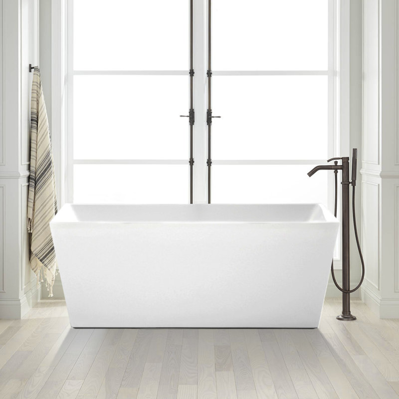 Chloe Freestanding Soaking Acrylic Bathtub, Pure White