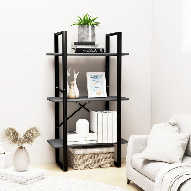 Ammon 105cm H x 60cm W Etagere Bookcase, Grey
