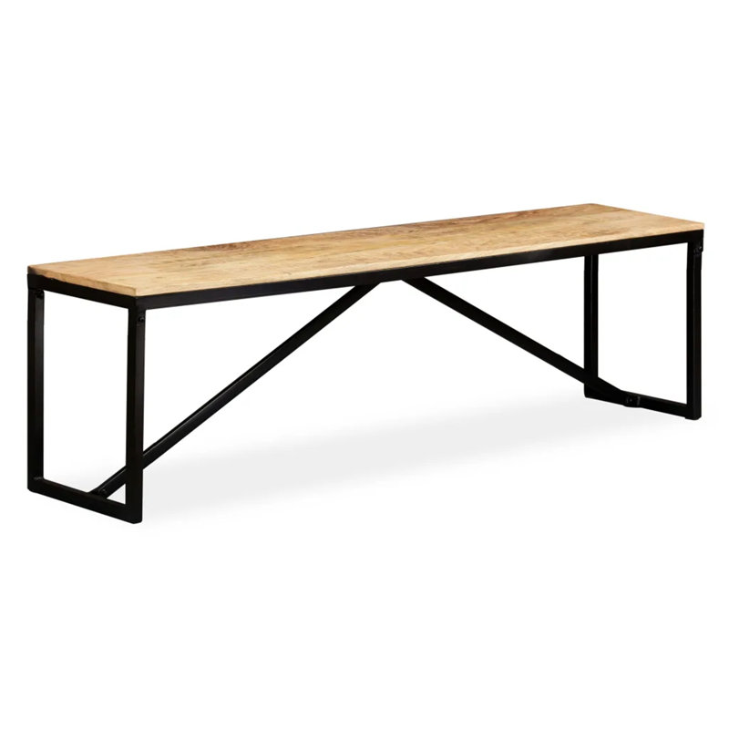 Zephyr Solid Wood Bench, 45cm H x 160cm W x 35cm D, Brown/Black
