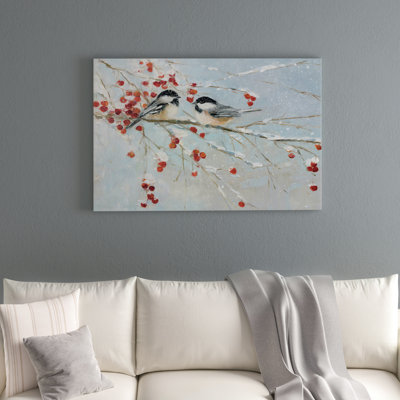 Enya Chickadees In Winter - reproduction d'art sur toile tendue