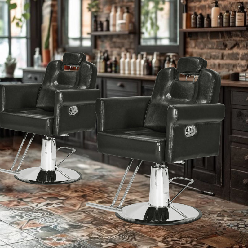 Polar Aurora Recliner Barber Chair with Removable Headrest,Adjustable Height 360 Degrees Swivel