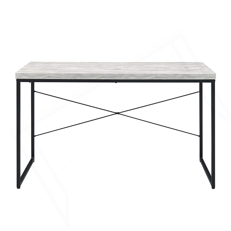 Bureau d'écriture rectangulaire en faux béton, Blanc antique / noir