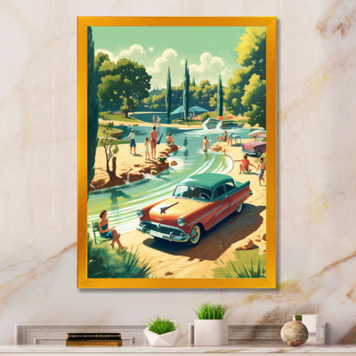 50's Vintage Cars By The Beach III - Retro Car Wall Art Living Room