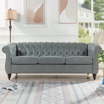 Canapé Chesterfield à accoudoirs roulés 84,65 po