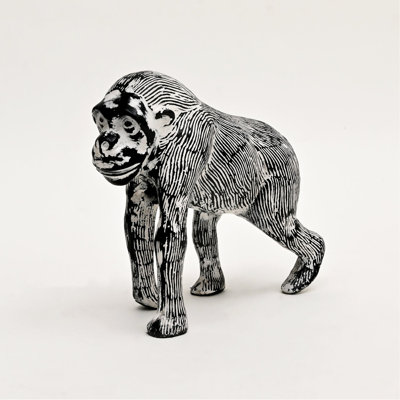 Decorative Gorilla Aluminum Animal Sculpture With Blackwash Finish, 15.5X6x12.5"  Unique Table Décor Figurine