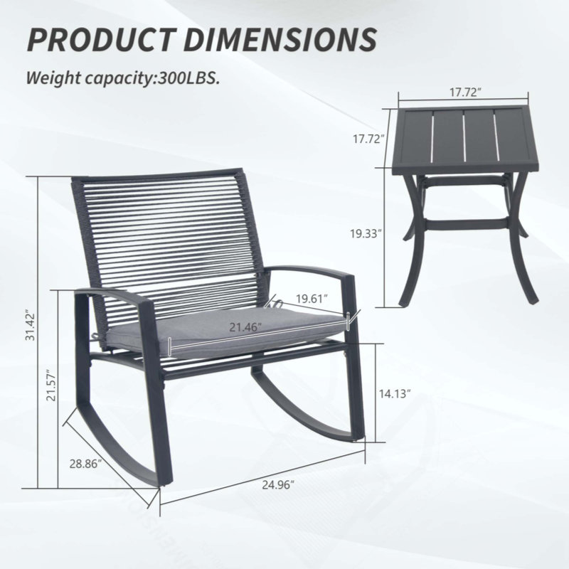 Ensemble de conversation bistro en métal pour 2 personnes, Gris