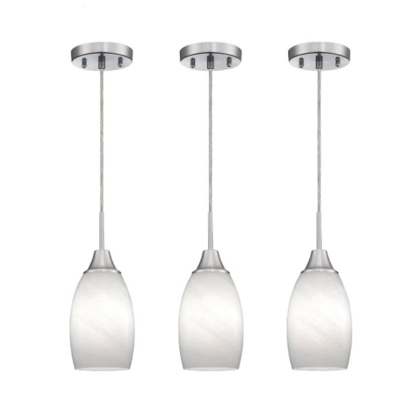 3-pack White Mini Glass Pendant Light