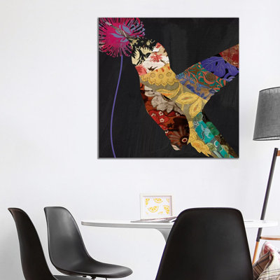 Humming Bird brocade III 1 Piece Wrapped Canvas Wall Art