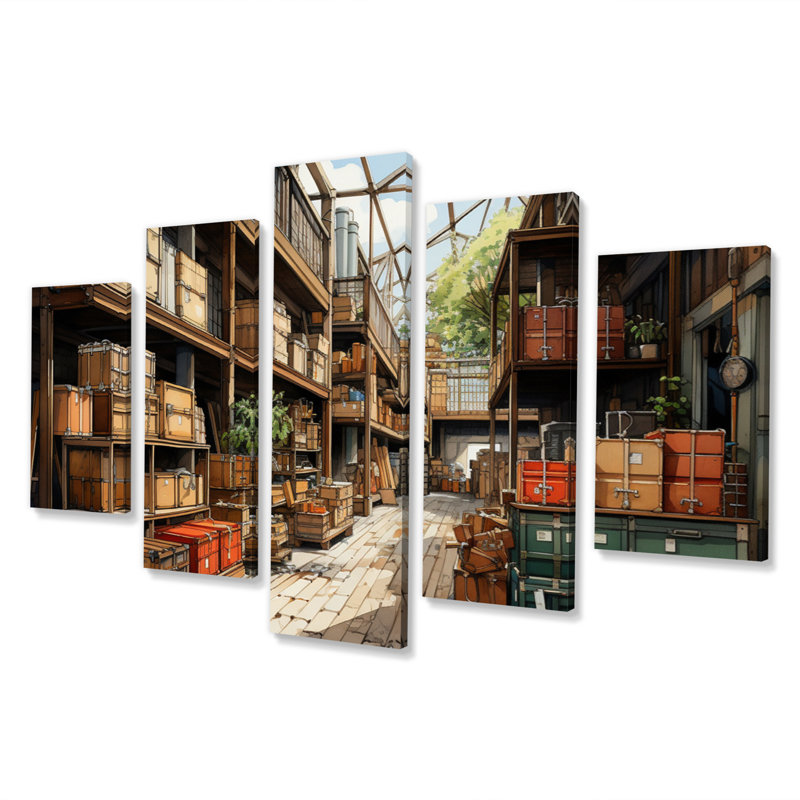 «Warehouse Hidden Treasures II», art mural sur toile Warehouse - 5 panneaux