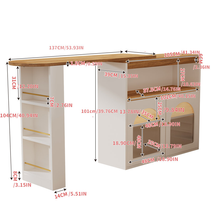 190cm Rotating Expandable Bar Cabinet For Flexible Use