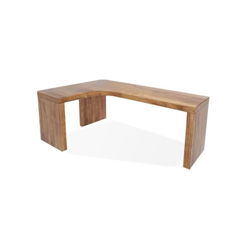 Burlywood L Shaped Solid Wood Corner Writing Desk, Left, 29.53" H x 62.99" W x 39.37" D