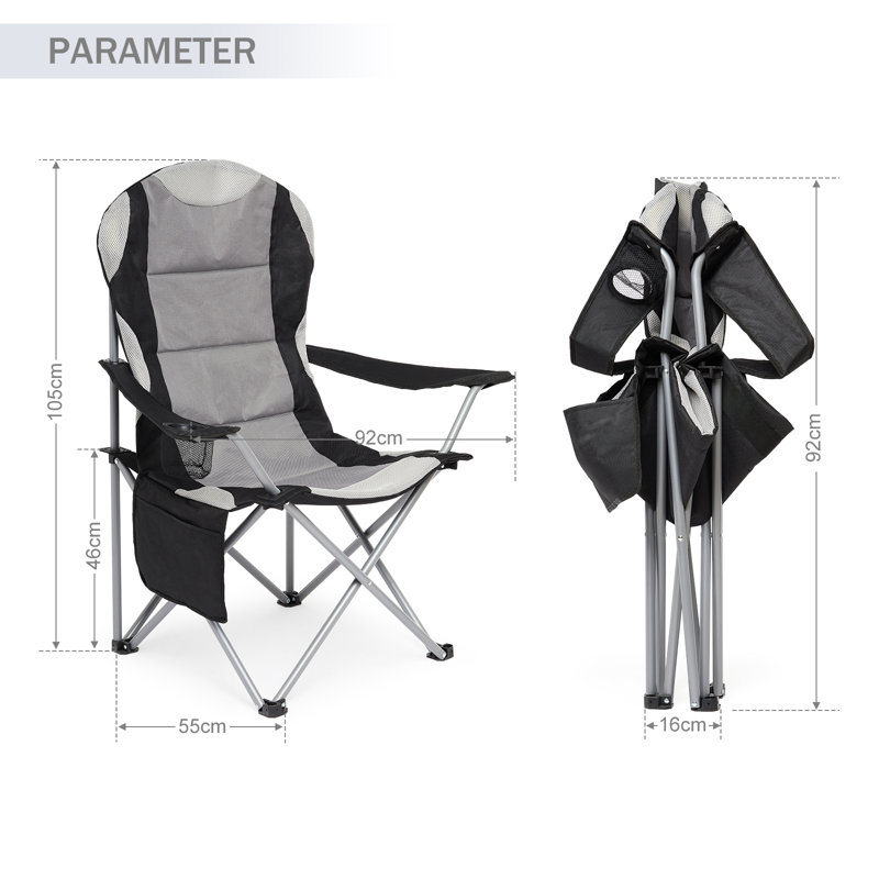 Folding Camping Chair, Black/Grey