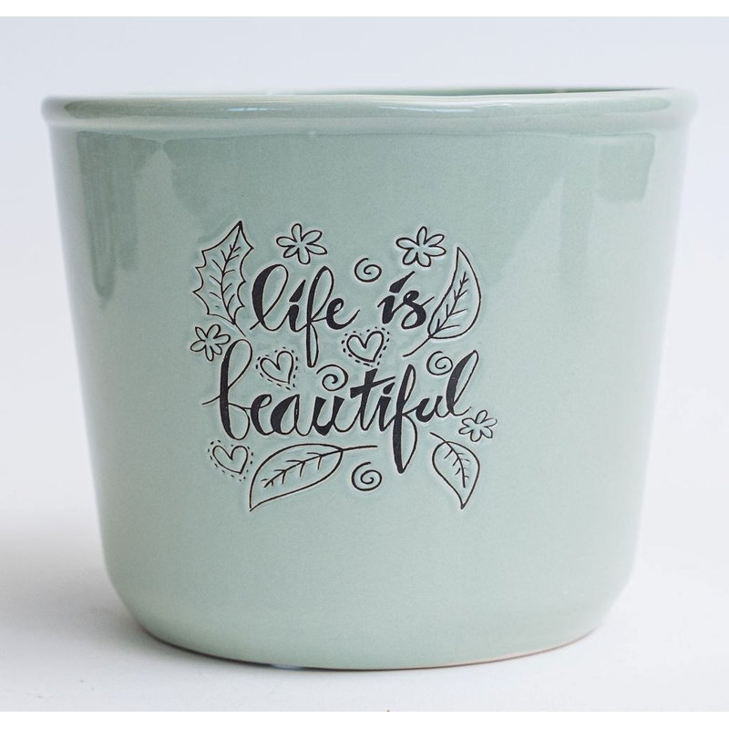 Pot à fleurs Gosia "Life Is Beautiful", H 5,5 po x l 6,7 po x P 6,7 po