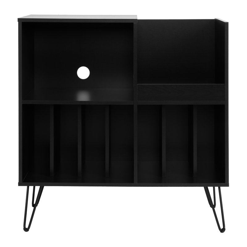 Grand tourne-disque de 35 po avec tablettes ouvertes, Black
