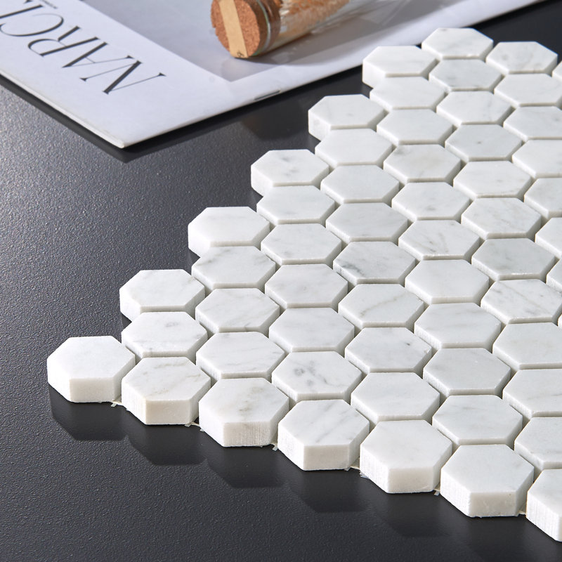 Carrara 1" x 1" Marble Honeycomb Mosaic Wall & Floor Tile