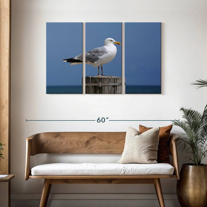 Brampt Seagull On Wood Post, 28" H x 45" W