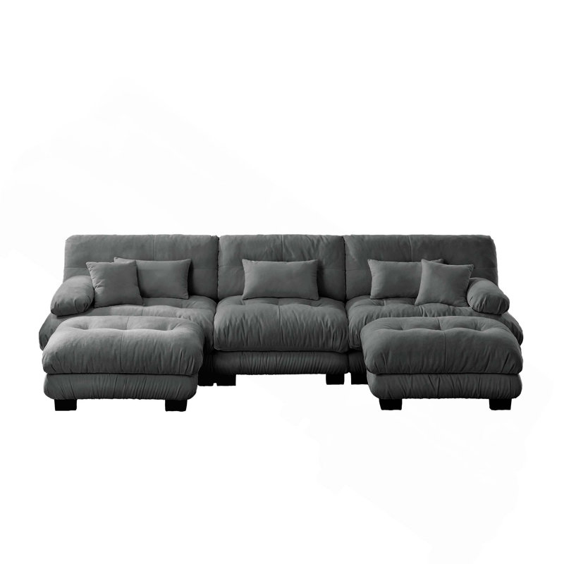 Canapé 3 places à assise profonde en forme de U avec 2 repose-pieds pour une combinaison flexible et un soutien confortable