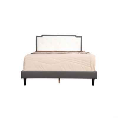 Charmant grand lit gris clair avec tête de lit capitonnée et hauteur réglable, parfait pour le confort et le style modernes.