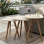 Ensemble de 3 tables gigognes carrées blanches lustrées avec pieds en bois de charme