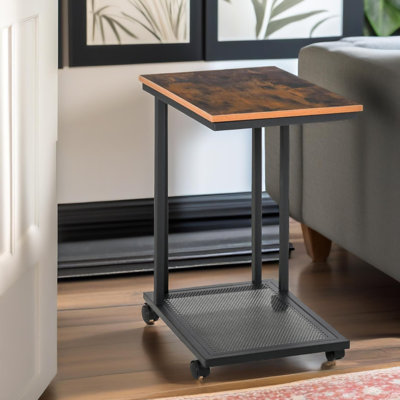 Mancha C Shaped Side Table With Mesh Shelf Living Room Furniture End Side Table