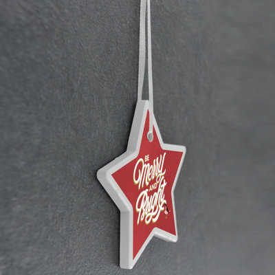 The Seasonal Aisle Merry & Bright Christmas Star Shaped Ceramic Ornament