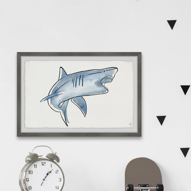 Cimino «Biting Shark», reproduction encadrée, H 24 po x l 36 po x P 1,5 po