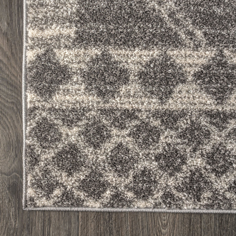 Tapis gris / crème Amir Moroccan Beni Souk, Rectangle 5 pi 3 po x 7 pi 7 po
