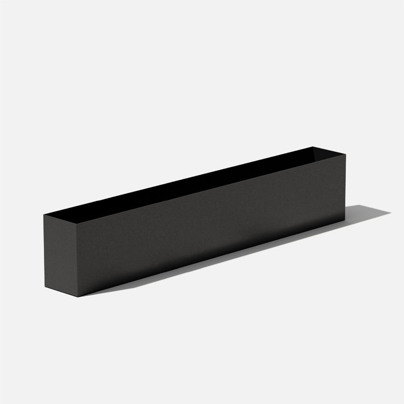 Bac à fleurs en acier galvanisé Geo Series, Noir, H 6 po x l 32 po x P 4 po