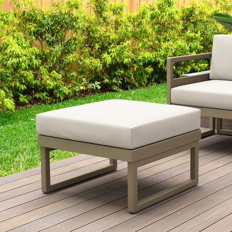 Repose-pieds d'extérieur avec coussin Lane, Toile Sunbrella® naturel, Taupe