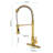 Pull Down Single Handle Kitchen Tap - Brushed Gold, Stainless Steel, 360 Rotating Nozzle, Two Water Output Modes For Versatile Needs Faucet Settings Daily Use-1295451924