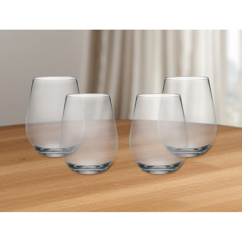 Ensemble de quatre verres à vin sans pied en plastique Tritan