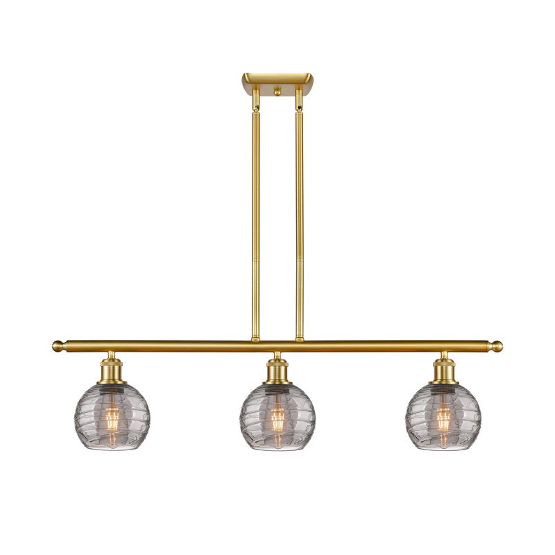 Athens Satin Gold Glass 3-Light Island Pendant