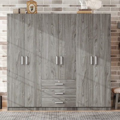 Rangement pour garde-robe en bois à 6 portes avec 6 grands tiroirs