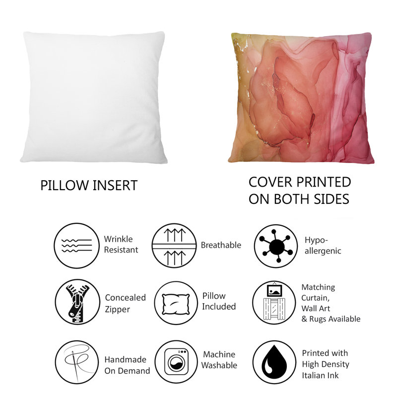 Coussin décoratif imprimé rouge et vert liquide II