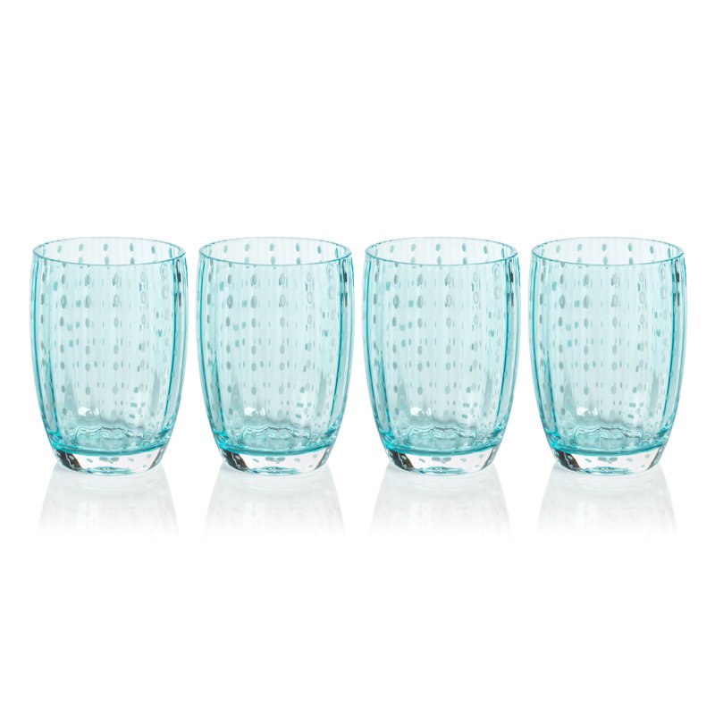 Verres à gobelet à pois blancs Oakes, ensemble de 4, Bleu turquoise
