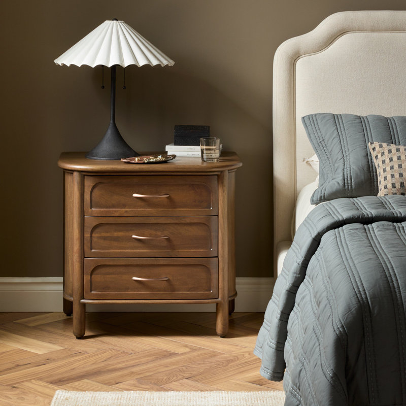 Divion 3 - Drawer Solid Wood Nightstand