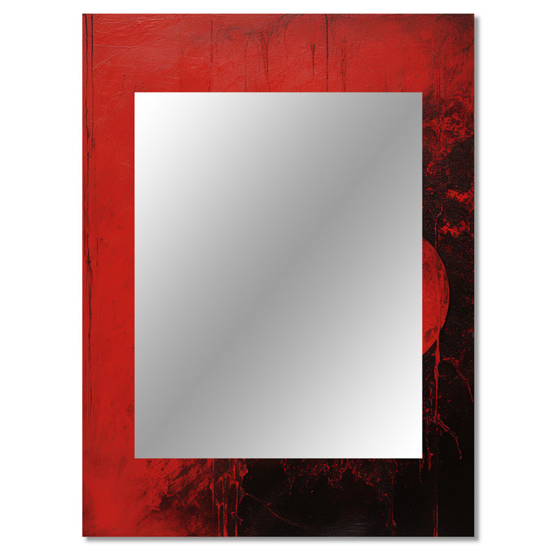 Red Moon Scarlet Sphere - Moon Wall Mirror, Red Decorative Mirror, Printed Metal Art, 40" x 30"