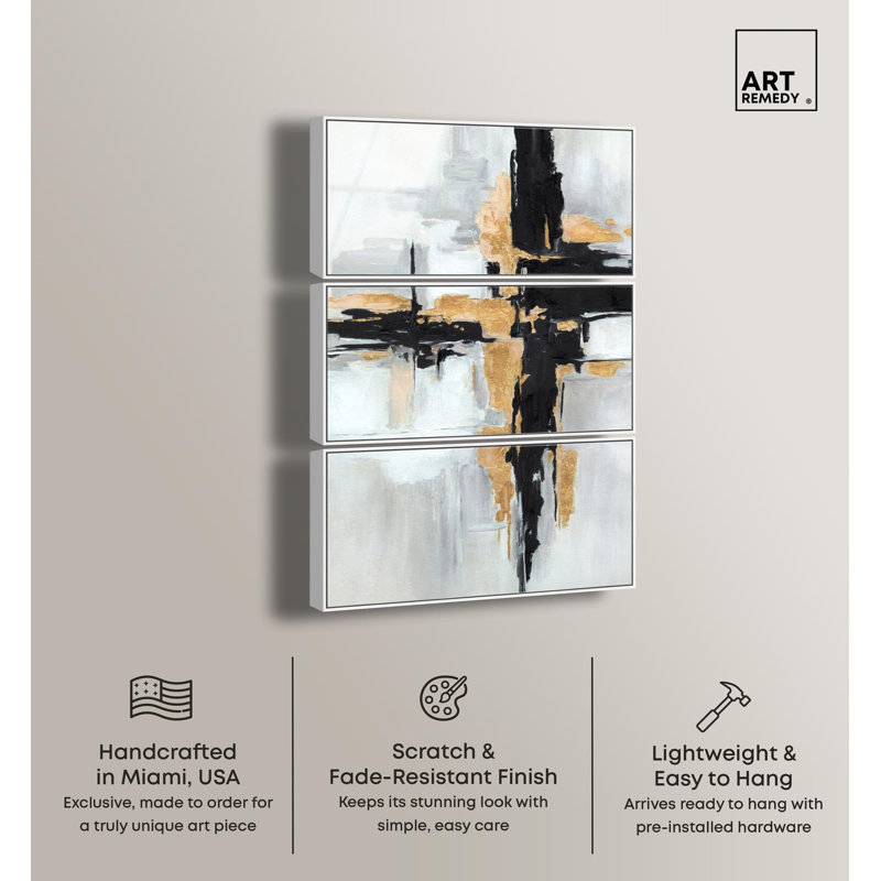Golden Axis - Ira Colmeva Lichfield, grand ensemble de 3 impressions sur acrylique encadrées par, 23"H x 45"W