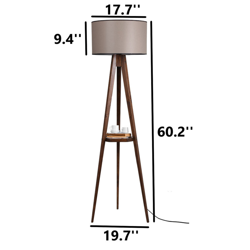 Malby 60.2'' Tripod Floor Lamp, Brown, Brown