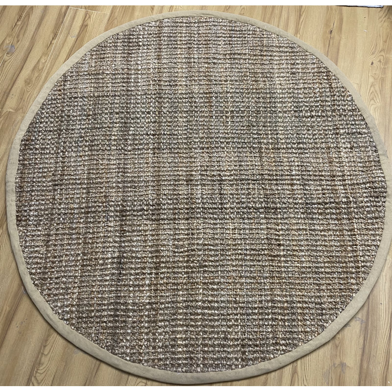 Tapis naturel en jute tissé à la main Leddy, Rond 5 pi