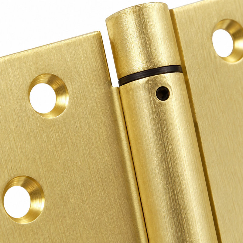 Self Closing Hinge, 4.5-Inch, Square, 2-Pack, Brass