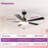 52" 5-blade Ceiling Fan With Light, Downrod Mount, 3cct Led, 6-speed Dc Motor, Remote Control, Black-1822037921