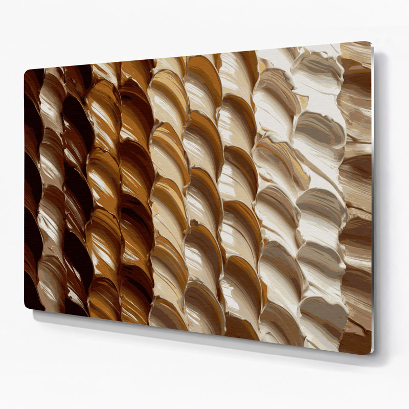 Art mural horizontal rayé horizontal brun clair en métal brun clair, H 20 po x l 24 po