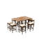 Ensemble de 10 meubles de jardin comprenant une table en bois et huit tabourets confortables pliables pour un rangement facile.