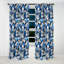 Grille matricielle bleue et blanche - Rideau abstrait - Rideau occultant à formes géométriques - 1 panneau-107536637
