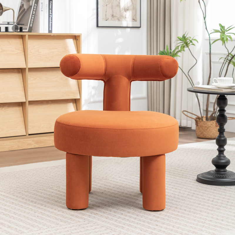 Fauteuil demi-tonneau en velours Bula, Orange