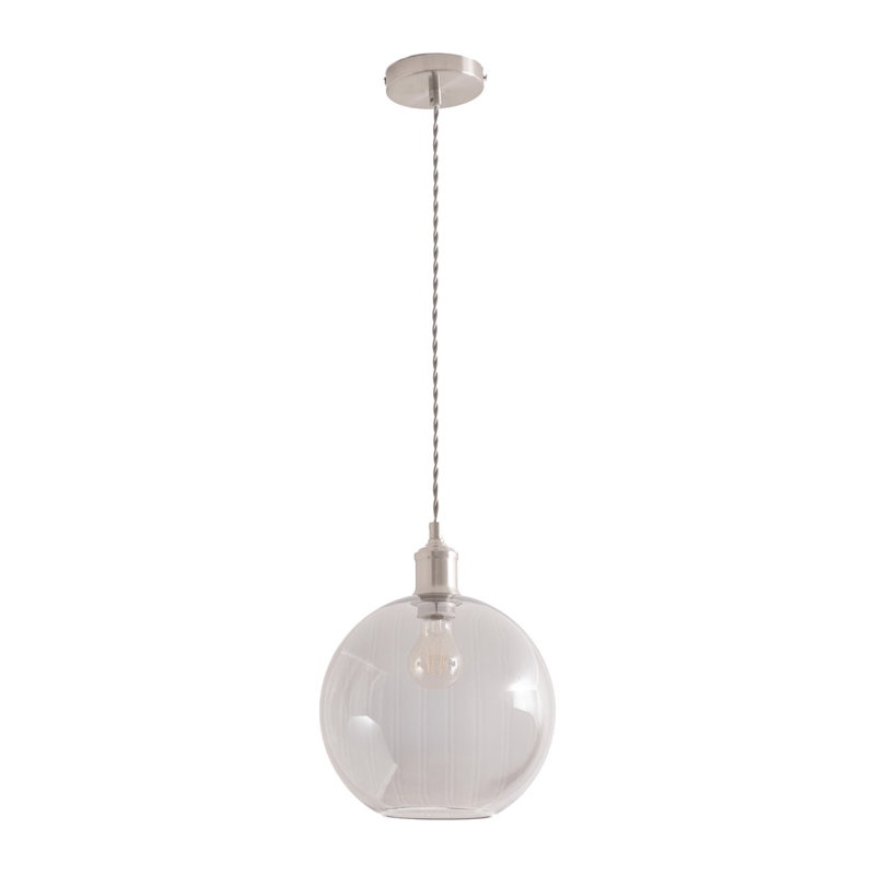 1 - Light Pendant, Yes, Chrome, Grey